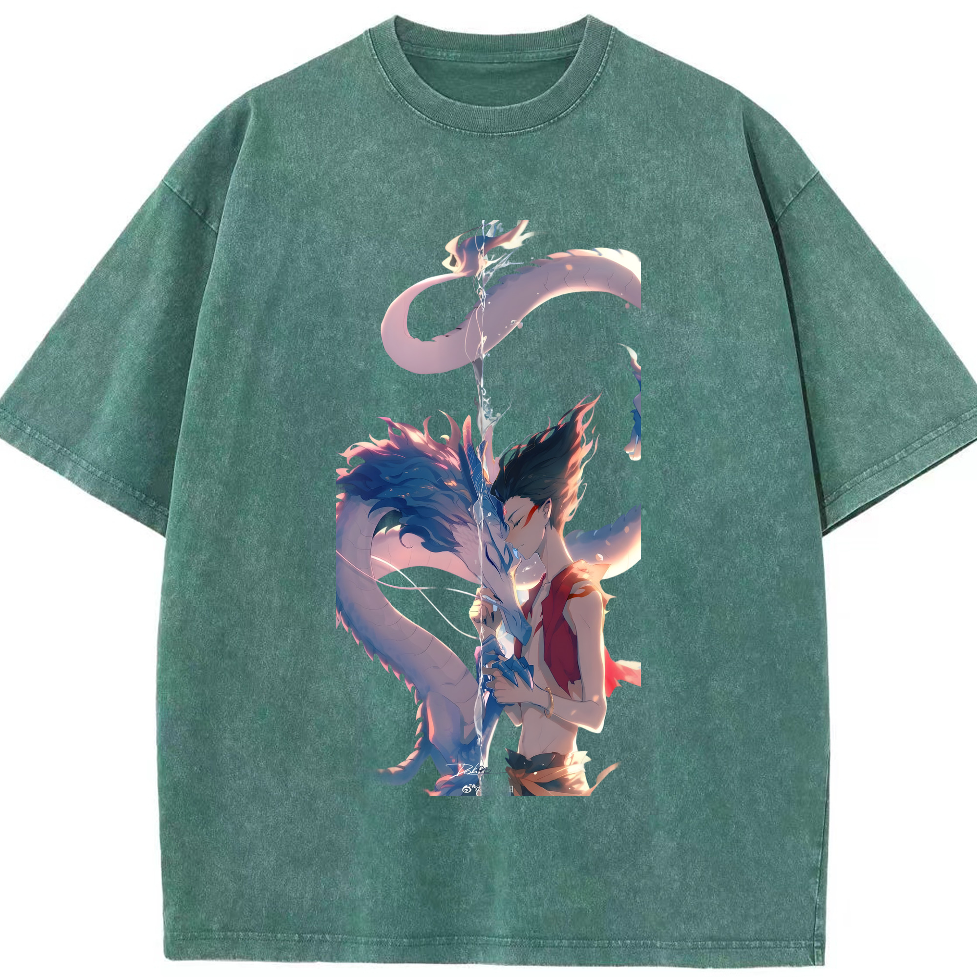 （画像用） Ne Zha 2 ナタ 魔童の大暴れ 綿100% ヴィンテージ風 半袖Tシャツ（フロントプリント）